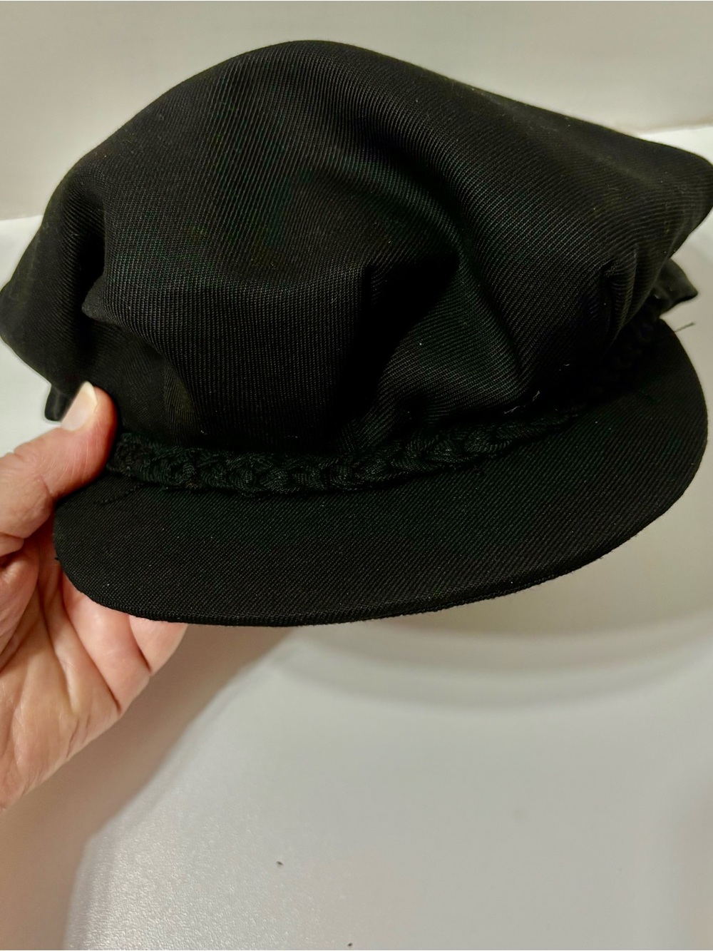 Black Braided Baker Boy Style Cap